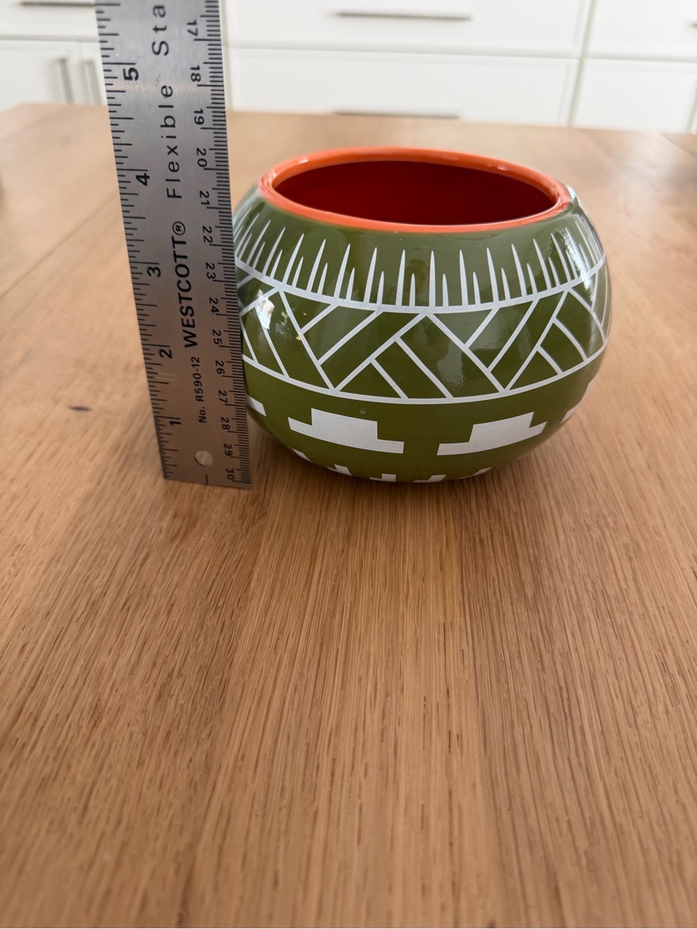 Small green white and orange Plant Pot